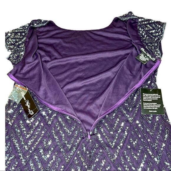 Pisarro Nights Chevron Sequin Sheath Dress In Plum - Picture 11 of 11